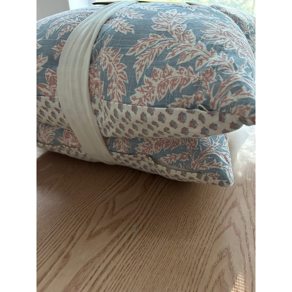 New Bundle of 2 Moss & Willow Light Blue/Pink Cotton Pillows 20”x20” - Picture 8 of 12